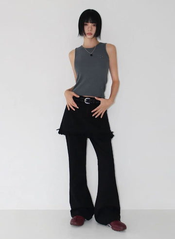 STUD RIBBED SLEEVELESS